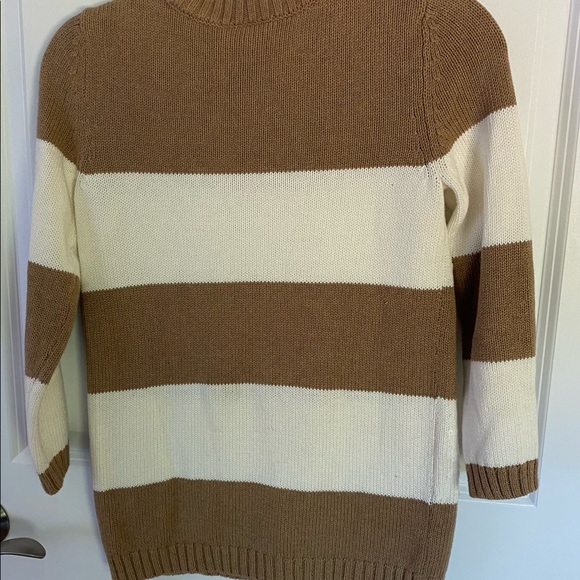 Tan and cream Loft three quarter sleeve sweater with white sequins - Picture 3 of 5